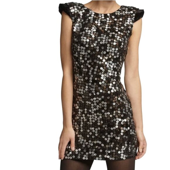 Robert Rodriguez Black Sequin Mini Dress - Size 2 - Picture 1 of 9